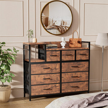 Cassettiera Garvee con 9 cassetti in tessuto, multifunzionale per camera da letto e soggiorno, 100x30x86 cm, colore retrò