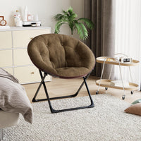 Sedia pieghevole Garvee in pelliccia sintetica, morbida e confortevole, struttura in metallo, marrone, per fotocamera da letto e giardino, leggera e portatile