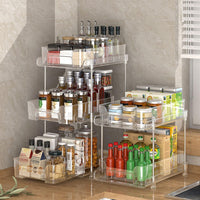 Garvee Clear Organizer per bagno con divisori in PET e acciaio inossidabile, estensibile, per cucina e bagno, trasparente, versatile