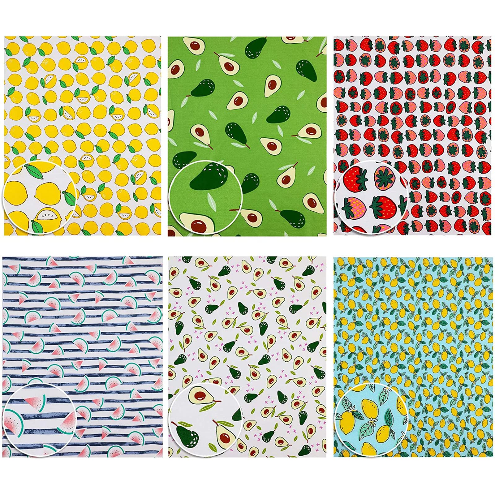 Tessuto patchwork Garvee con motivo a frutta, 12 pezzi, cotone, per progetti di cucito e artigianato, uso versatile