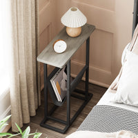Tavolino laterale stretto Garvee per piccoli spazio con spazio per archiviazione, soggiorno, ufficio, 17.7"L*7.08"W*21.7"H, grigio