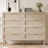 Cassettiera in rattan Garvee con 8 cassetti, spaziosa e robusta, per camera da letto e corridoio, colori naturali
