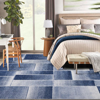 Tappeto Garvee 160x230 blu a pelo corto lavabile antiscivolo per soggiorno, camera da letto, cucina, cameretta dei bambini, corridoio, sala da pranzo