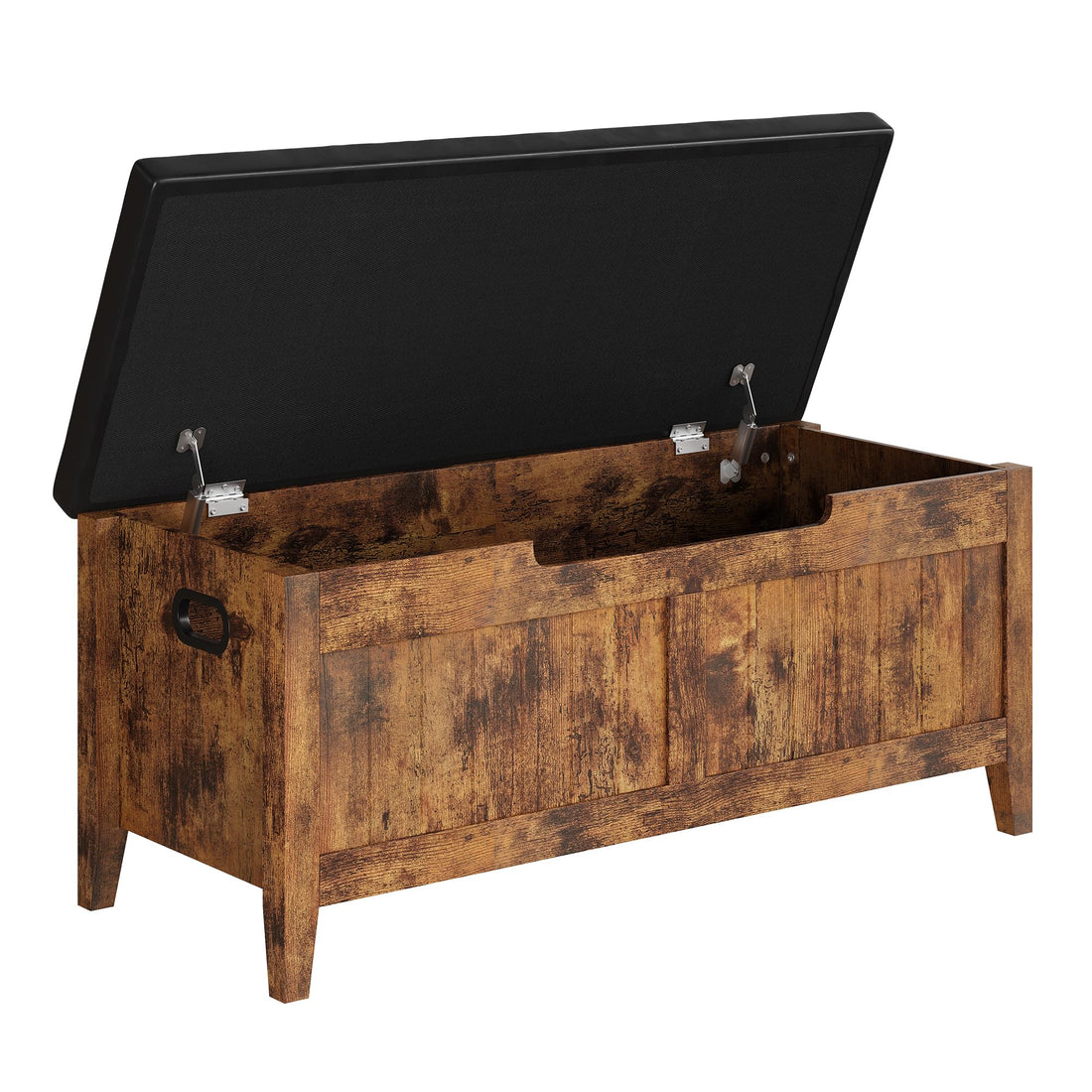 Panca contenitore Garvee in legno con cerniere di sicurezza, seduta imbottita, maniglie ergonomiche per soggiorno e camera da letto, 39,4" marrone