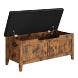 Panca contenitore Garvee in legno con cerniere di sicurezza, seduta imbottita, maniglie ergonomiche per soggiorno e camera da letto, 39,4" marrone - marrone