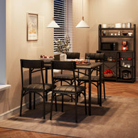 Set da pranzo Garvee da 5 pezzi, tavolo da pranzo rustico nero con sedie imbottite, per piccoli spazi, 44,33" L x 27,63" P x 30,03" H