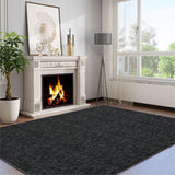 Garvee Tappeto Lavabile 200x290cm Antiscivolo Sottile Poliestere Resistente Nero Per Soggiorno Camera Ingresso - Tono Nero