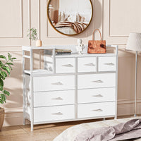 Cassettiera Garvee con 9 cassetti in tessuto, multifunzionale per camera da letto e soggiorno, 100x30x86 cm, bianco