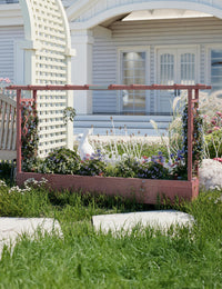 Aiuola rialzata Garvee con traliccio, fioriera in legno da 45 pollici, tetto sospeso, resistente alle intemperie per patio e balcone, colori naturali