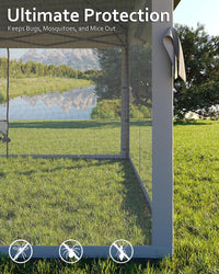 Tenda a baldacchino pop-up Garvee 12x12 con zanzariera, resistente ai raggi UV, altezza regolabile, struttura in acciaio, schermo per la privacy a 6 pannelli per giardino e patio, sacchi di sabbia inclusi