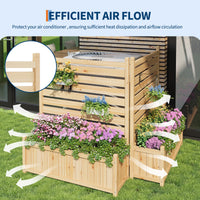 Garvee Recinzione per la privacy da esterno 22x40 pollici in legno con 2 pannelli e fioriera per giardino e terrazza, resistente alle intemperie, stabile e indipendente, legno naturale marrone