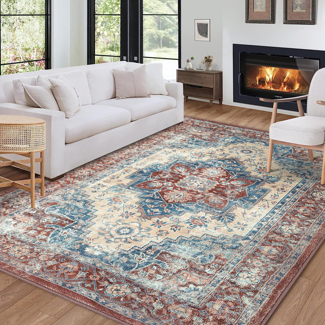 Tappeto orientale GARVEE 120x170cm, lavabile, morbido, aspetto rustico, pelo corto, soggiorno, camera da letto