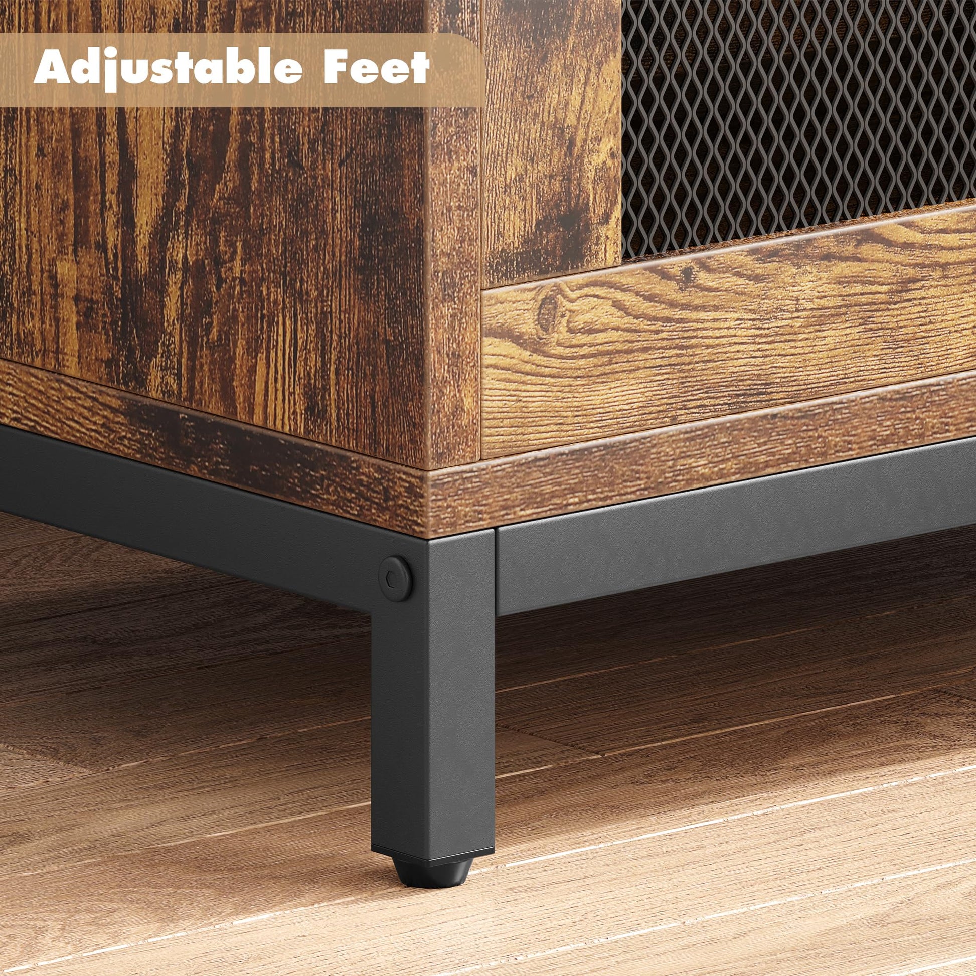 Libreria industriale Garvee con ante, 4 ripiani, struttura in metallo, legno MDF, mobiletto in rete per soggiorno e ufficio, 70,87"x31,5"x12", rustico