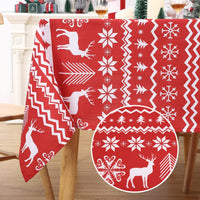 Tovaglia natalizia Garvee, quadrata, 52x52 pollici, impermeabile, antimacchia, in poliestere, motivo fiocchi di neve e renne, per feste di Natale a casa