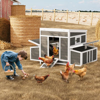 Pollaio in legno Garvee per 4-6 galline con tetto resistente alle intemperie, 2 nidi, connettori in metallo, giardino, 54x34x34 pollici, legno naturale
