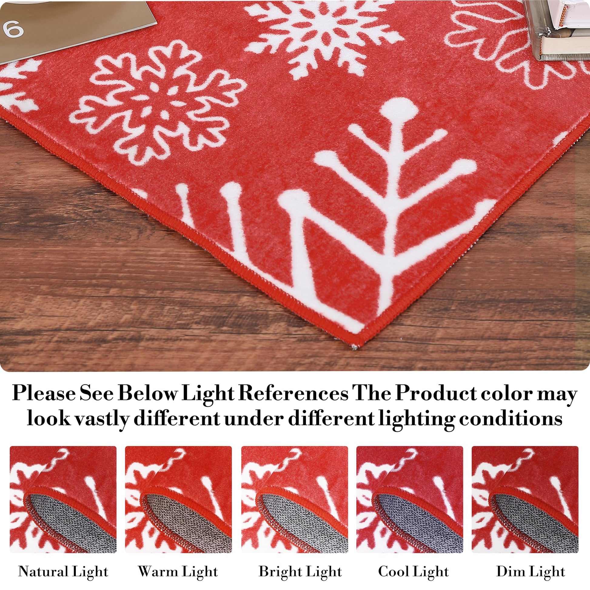 Tappeto natalizio per interni Garvee con motivo a fiocco di neve, antiscivolo, lavabile, morbido, anti-pelucchi per bagno e cucina, decorazione festiva