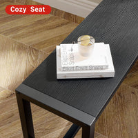 Set da pranzo Garvee per 4 persone con tavolo rettangolare e 2 panche in legno, robusto, rustico, salvaspazio, ideale per stanze piccole, MDF e acciaio, marrone
