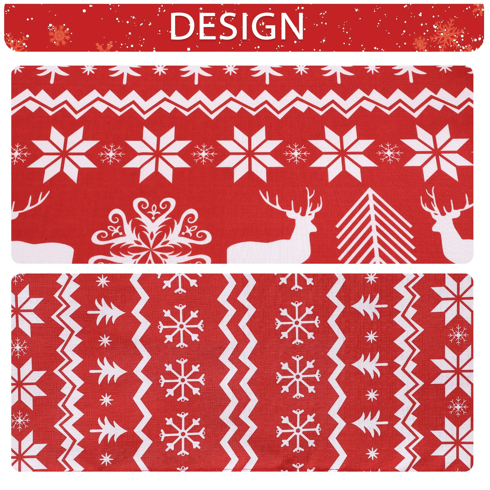 Tovaglia natalizia rotonda Garvee da 60 pollici, rossa, idrorepellente, antimacchia, 100% poliestere, motivo fiocchi di neve e renne, per feste e casa