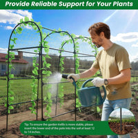 Garvee, grande arco da giardino, traliccio a tunnel da 7 piedi con rete in nylon e clip, in metallo, antiruggine, stabile, per ortaggi e fiori, 220x180x190 cm, nero