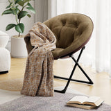 Sedia pieghevole Garvee in pelliccia sintetica, morbida e confortevole, struttura in metallo, marrone, per fotocamera da letto e giardino, leggera e portatile - Marrone