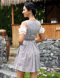 Garvee Dirndl corto midi da donna, abito tradizionale, set da tre pezzi per l'Oktoberfest, fiori di anacardi, taglia 36