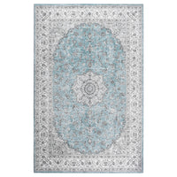 Tappeto orientale vintage GARVEE 160x230cm | Antiscivolo, resistente all'acqua e alle macchie con pelo basso | Tappeto classico per soggiorno in azzurro