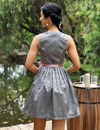 Garvee Dirndl Abito tradizionale da donna Midi Dirndl con grembiule Dirndl per l'Oktoberfest Grigio Taglia 48