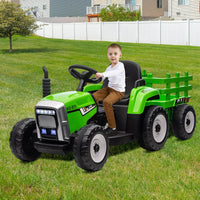 Trattore elettrico Garvee a batteria, giocattolo per bambini, verde, con struttura sicura per i bambini e ruote robuste, per divertirsi dai 3 anni in su, sia all'interno che all'esterno.