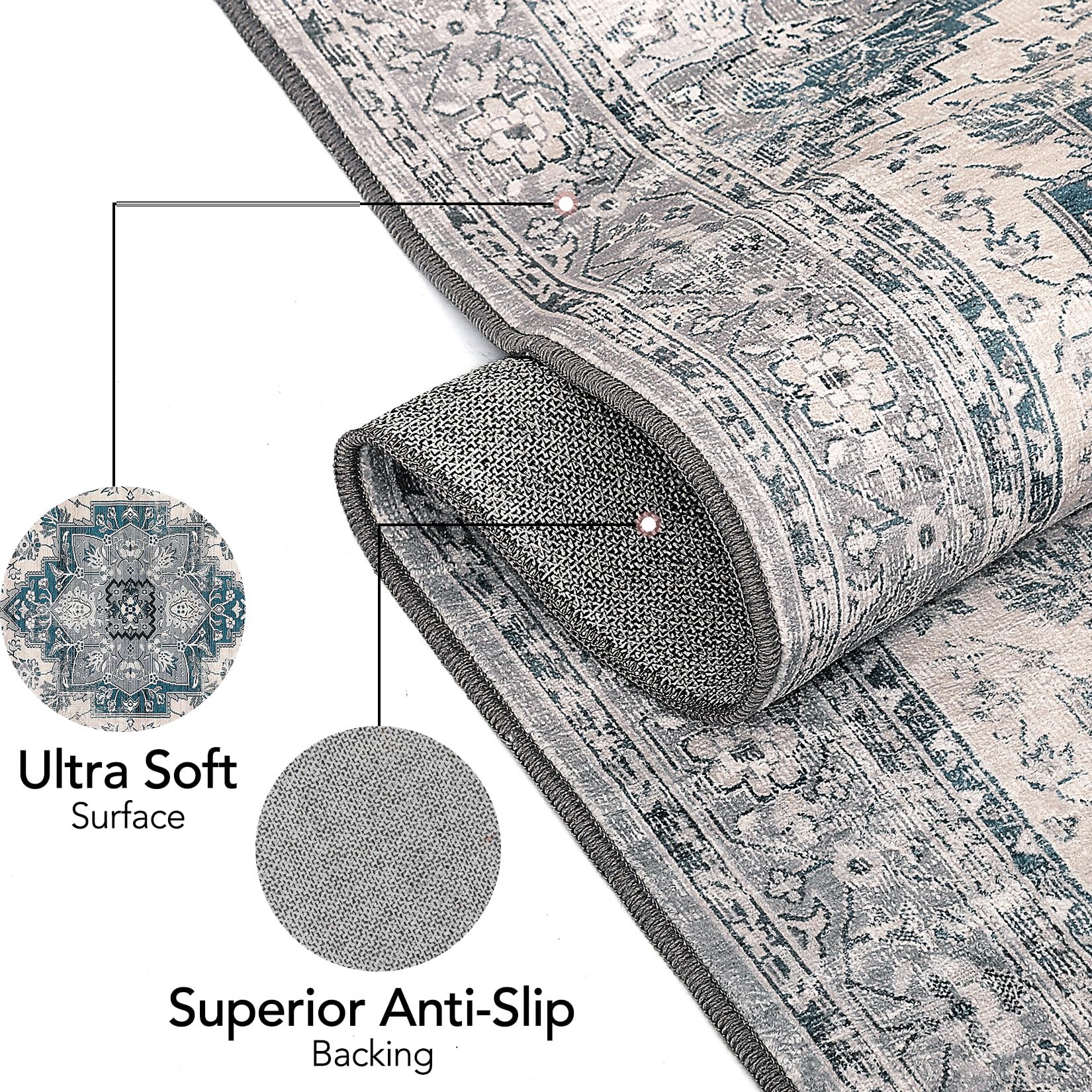 Tappeto persiano Garvee 200 x 290 cm Grigio-Blu