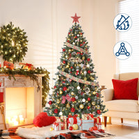 Albero di Natale Garvee da 137 cm con illuminazione a LED e neve - Pigne dipinte a mano per la decorazione festiva del soggiorno