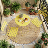 Garvee Set Bistrot Pieghevole 3 Pezzi Tavolo e 2 Sedie Pieghevoli Resistente Alle Intemperie Acciaio Elettroforetico Bianco Per Balcone e Patio