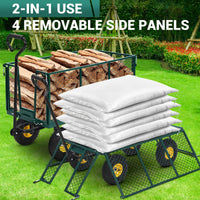 Carrello da Giardino in Acciaio Garvee per Festa del Papà | Capacità 1100 libbre, Maniglia 180° Girevole, Pneumatici 10", Lati Rimovibili, Robusto per Cortile