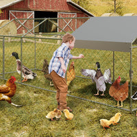 Pollaio Garvee grande 120"x40"x40" con 3 scomparti, resistente alle intemperie, in metallo robusto, sicuro per polli e conigli