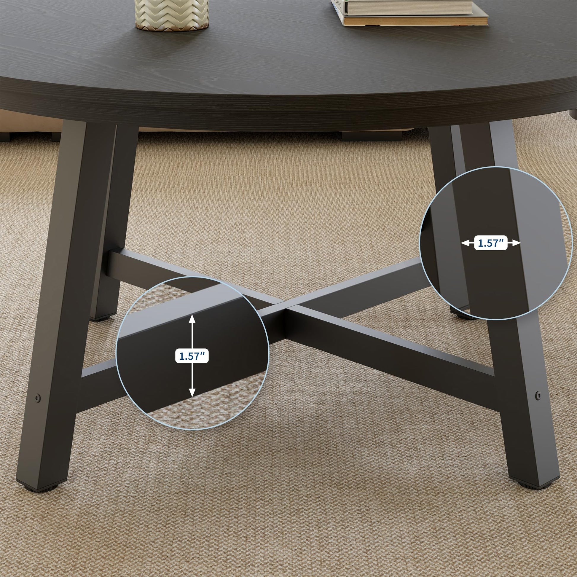 Tavolino da caffè rettangolare moderno Garvee 102x52cm in legno robusto minimalista marrone/nero per soggiorno e balcone