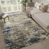 Garvee Tappeto Moderno Astratto Antiscivolo Lavabile Pelo Basso Velluto 100% Poliestere Cammello Blu 160x230cm Soggiorno Cucina