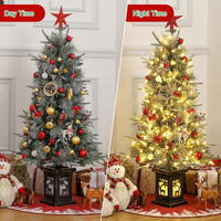 Albero di Natale Garvee da 125 cm con luci e decorazioni - base a forma di renna per la decorazione della tavola festiva