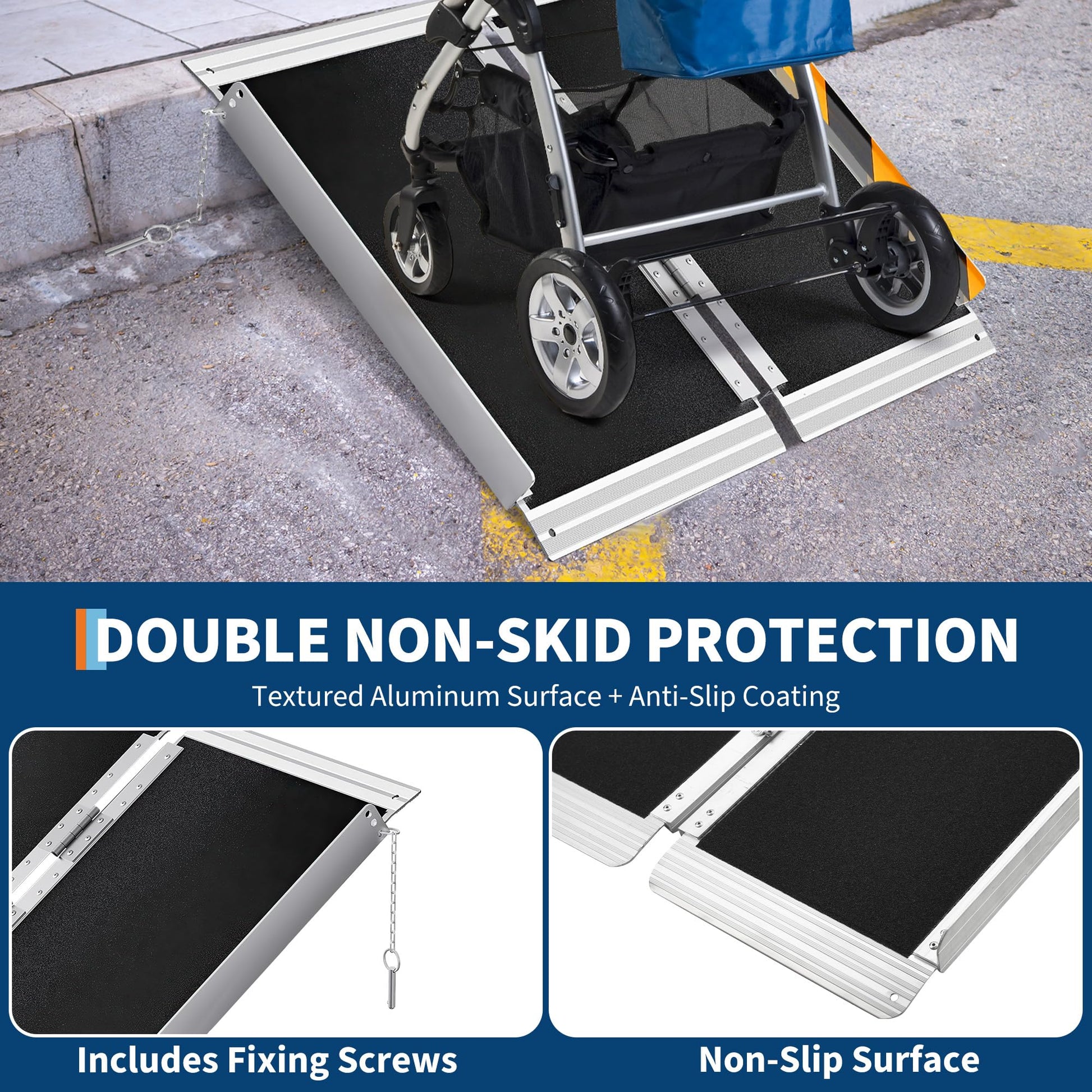 Rampa per sedia a rotelle in alluminio Garvee da 3 piedi - Rampa per mobilità di media lunghezza per casa, auto e accesso pubblico con capacità di peso di 600 libbre, perfetta per sedie a rotelle e ausili per la deambulazione