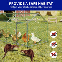 Pollaio Garvee grande 120"x40"x40" con 3 scomparti, resistente alle intemperie, in metallo robusto, sicuro per polli e conigli