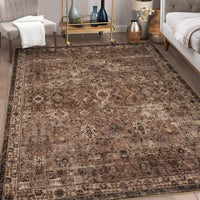 Tappeto Garvee Boho, Soggiorno, Grande, Vintage, Lavabile, Pelo Corto, Antiscivolo, Marrone Rossastro, 160x230 cm