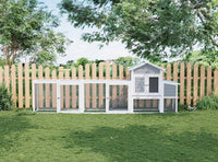 Pollaio Garvee grande con recinto, tetto in asfalto resistente alle intemperie, vassoio scorrevole, nido, legno di abete rosso per 4-6 polli, area esterna