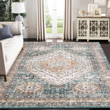 Tappeto persiano Garvee 160 x 230 cm verde 100% poliestere, supporto in TPR, altezza del pelo media, lavabile, antiscivolo, per soggiorno, camera da letto - Verde