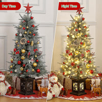 Albero di Natale Garvee 125cm con luci e decorazioni - base a fiocco di neve per una magica atmosfera invernale