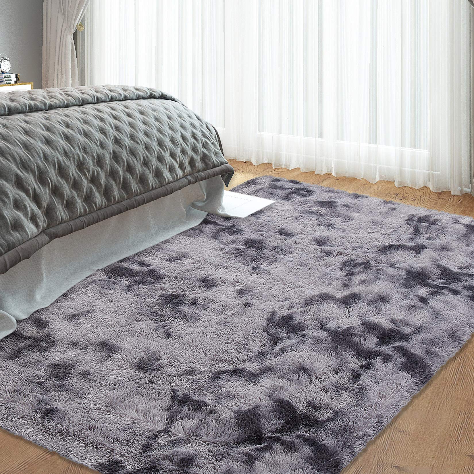 Tappeto Garvee Extra Large 8' x 10' a pelo lungo e soffice per camera da letto, soggiorno, cameretta dei bambini, grigio scuro