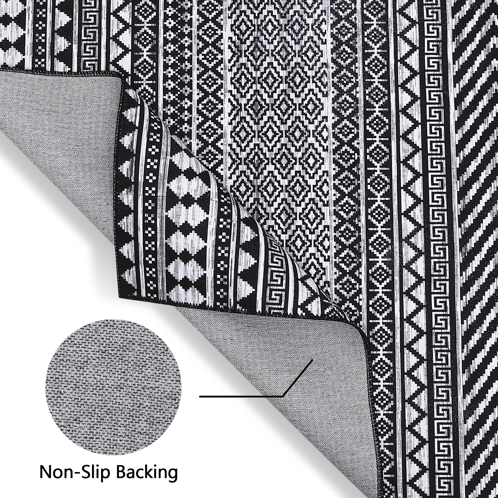 Garvee Teppich Boho Marocchino Basso Pelo, Impermeabile, Lavabile, Antiscivolo, Poliestere, Design Geometrico, 160x230 cm, Soggiorno