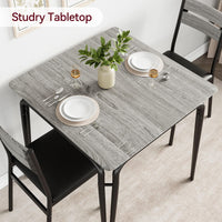 Tavolo da pranzo Garvee per 2 persone con sedie imbottite, legno MDF, struttura in metallo robusto, salvaspazio, piccoli appartamenti, quadrato