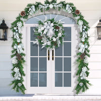 Ghirlanda natalizia illuminata Garvee da 24 pollici con luci a LED, a batteria, argento, per uso interno ed esterno