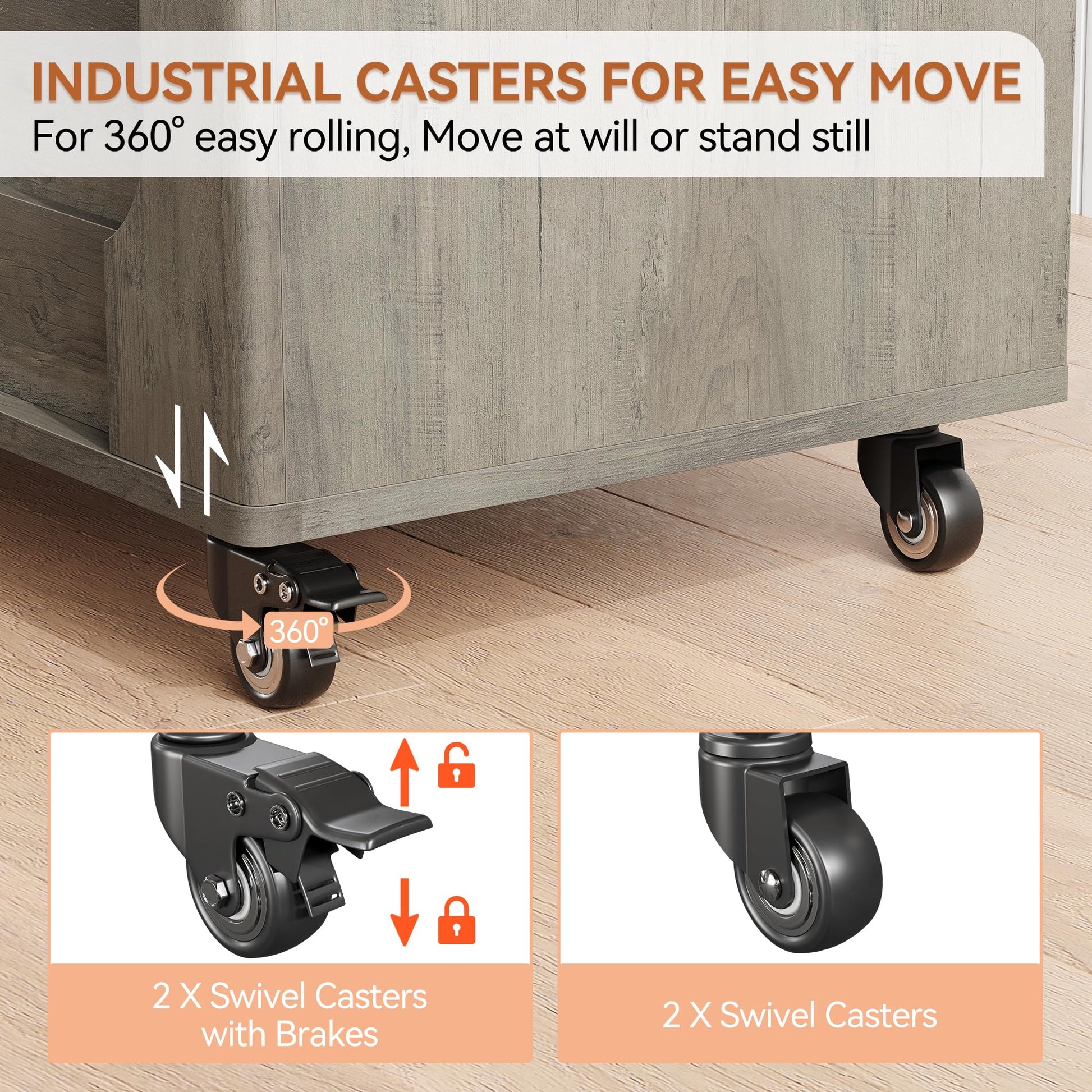 Panca portaoggetti Garvee con ruote, cassapanca in legno da 39,4", capacità di carico di 350 libbre, grigia, per corridoio e soggiorno, versatile
