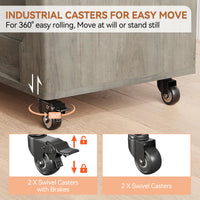 Panca portaoggetti Garvee con ruote, cassapanca in legno da 39,4", capacità di carico di 350 libbre, grigia, per corridoio e soggiorno, versatile