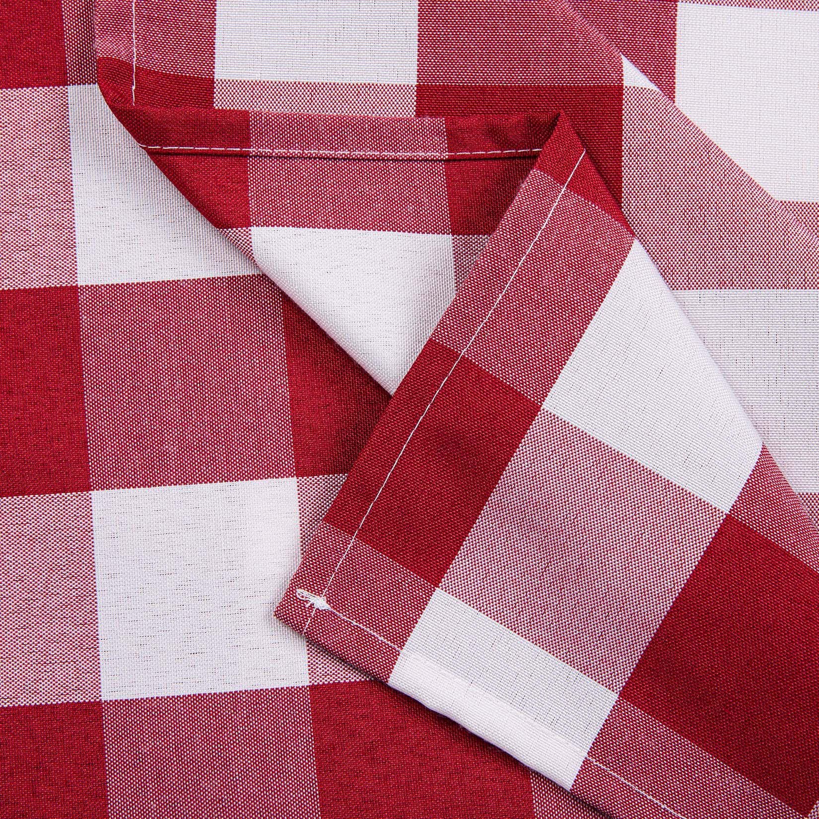 Tovaglia rotonda a quadretti GARVEE Buffalo Check, 70 pollici, rosso e bianco, antimacchia, lavabile, in poliestere, antipiega, per cucina e picnic