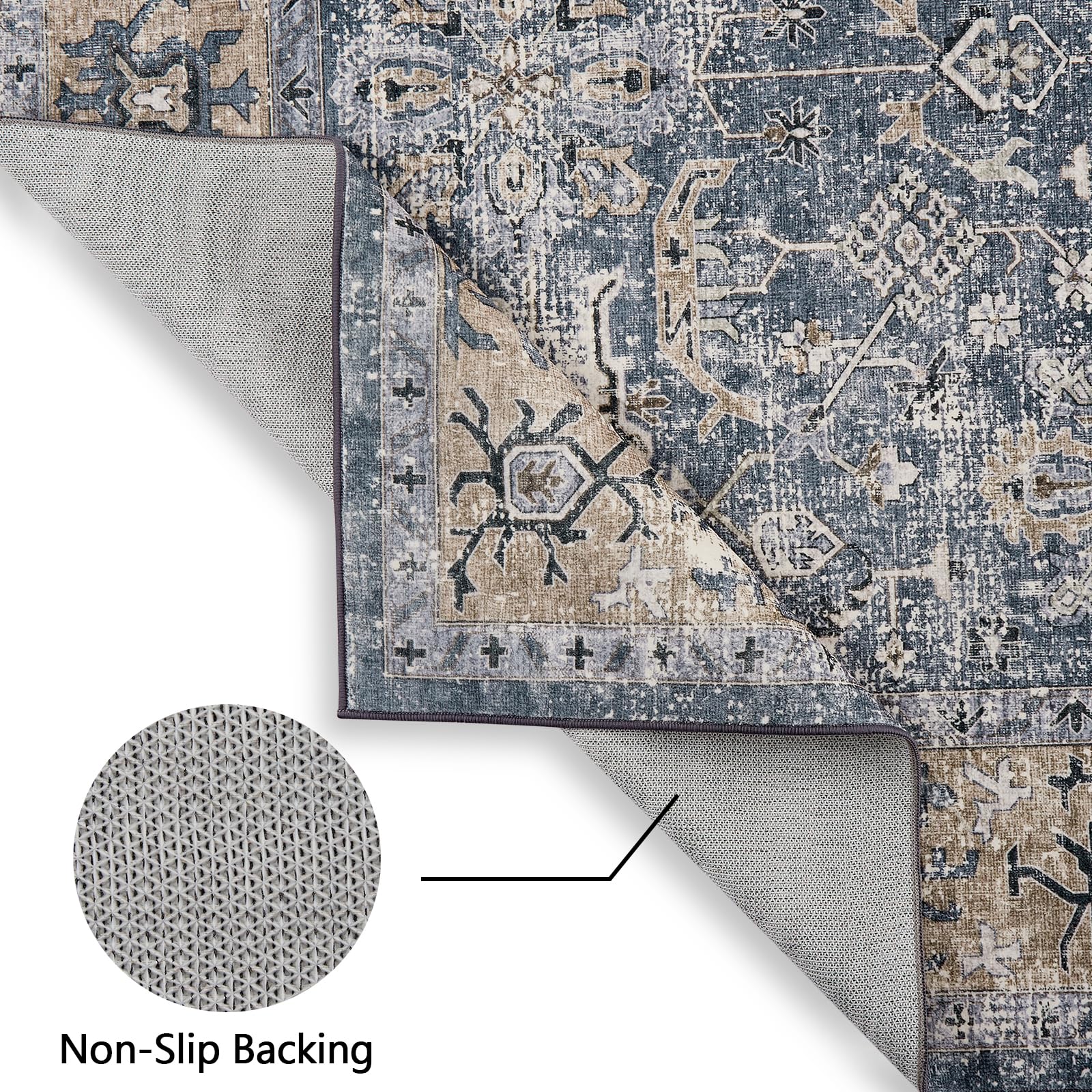 Tappeto lavabile Garvee in morbido cashmere e cotone, stampa boho vintage, soggiorno, camera da letto, 120x170 cm